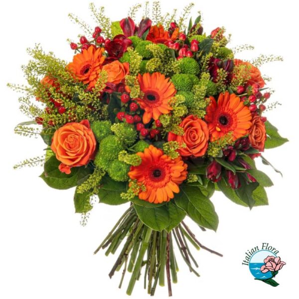 Bouquet of gerberas and orange roses