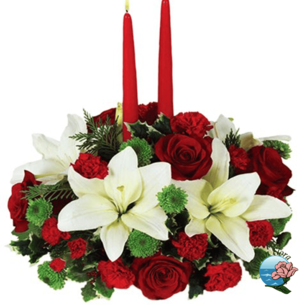 White and Red Christmas Centerpiece