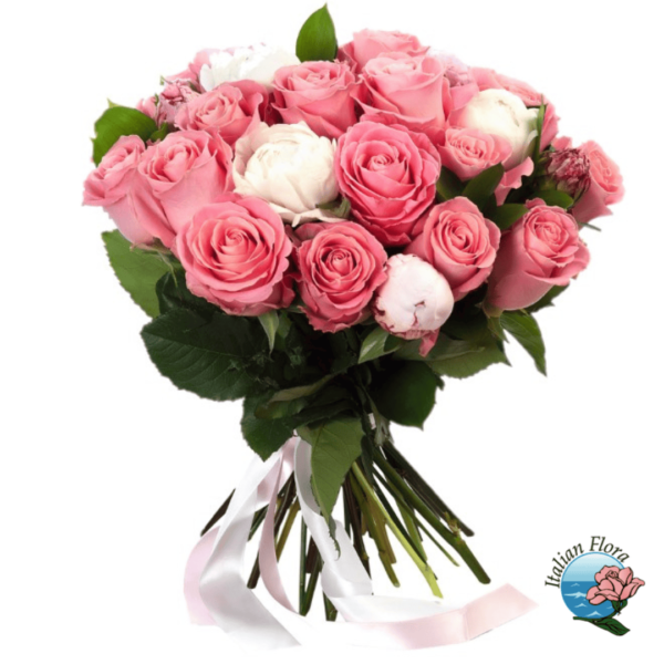 White and pink roses