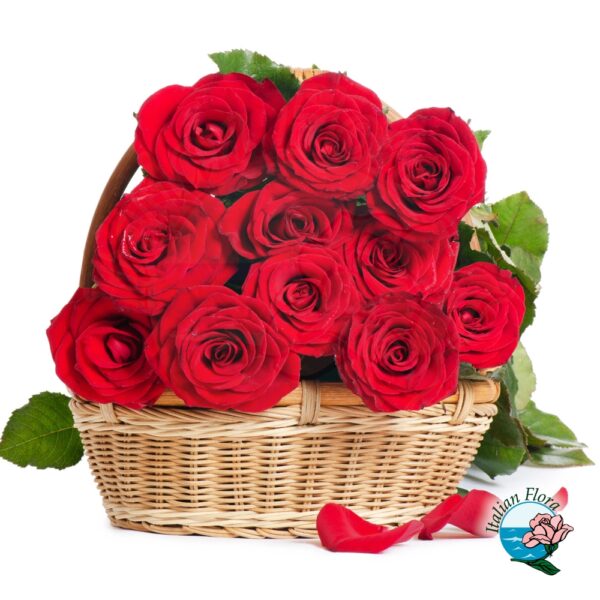 basket of red roses