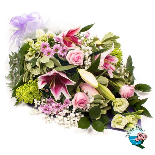 funeral bouquet in light tones