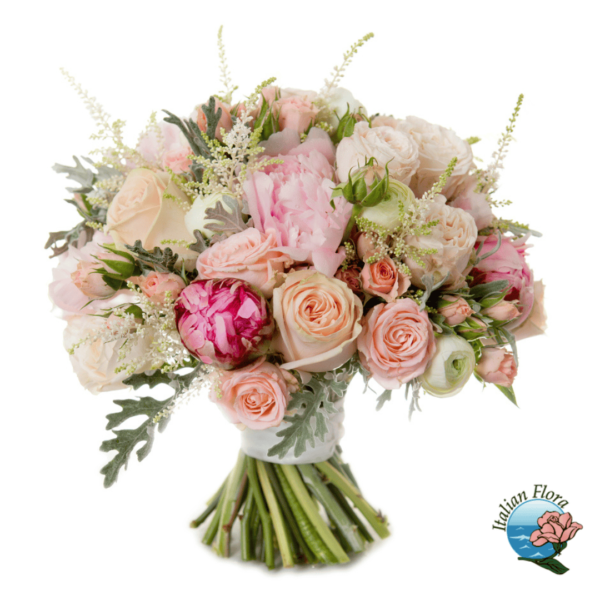 Bouquet of roses in light tones