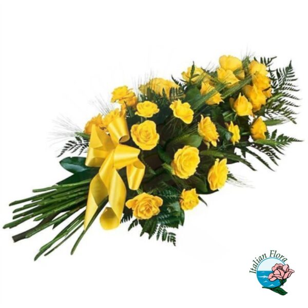 funeral sheaf of yellow roses