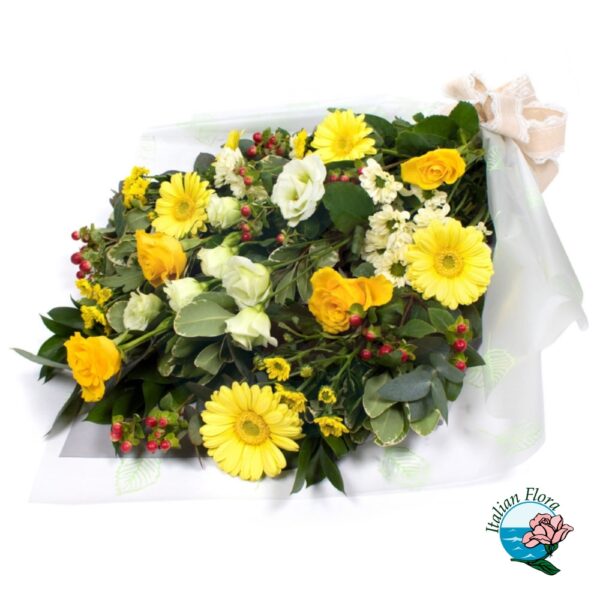 Yellow funeral bouquet